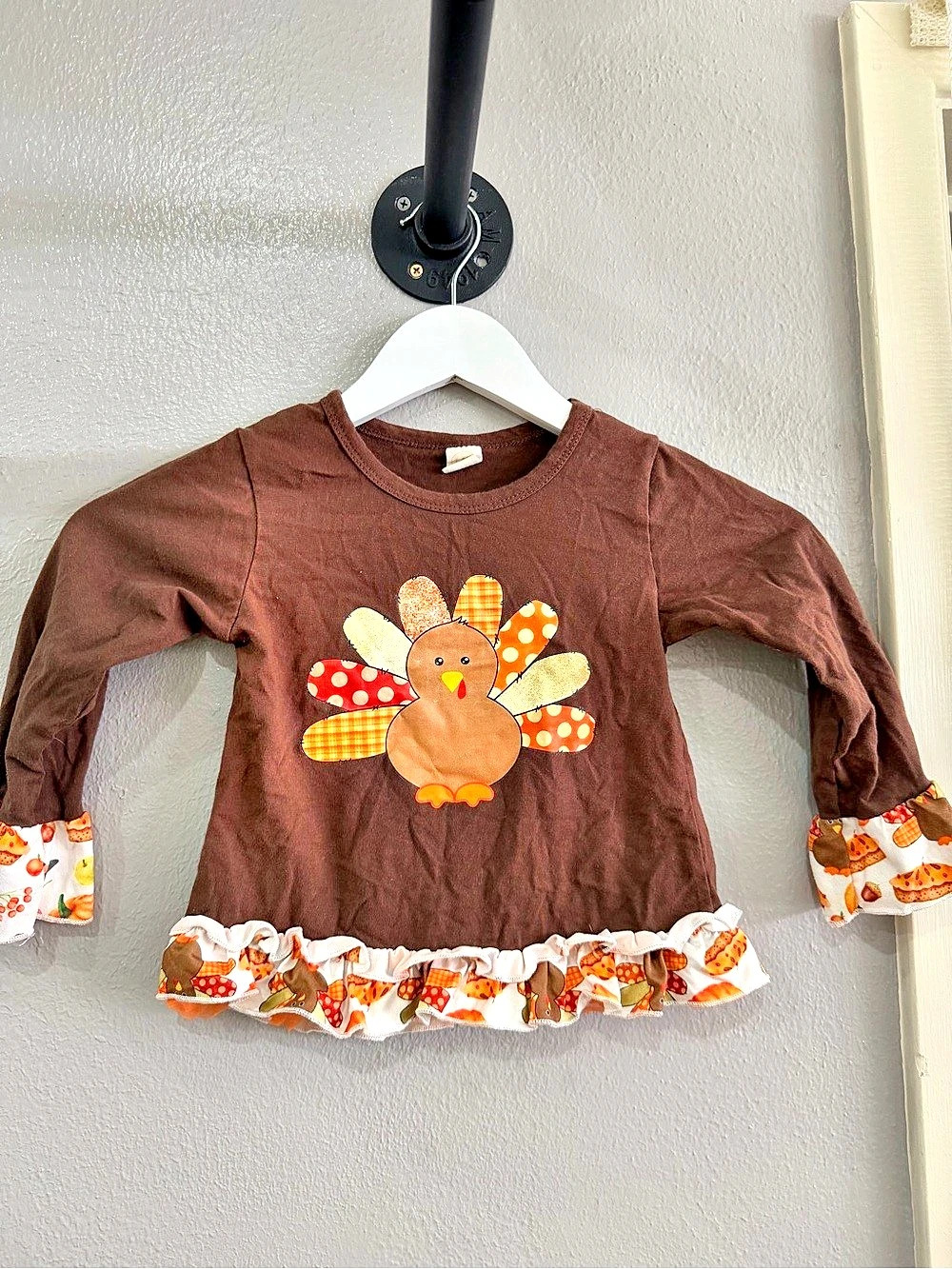 Girls 110 Brown Turkey Long Sleeve Top